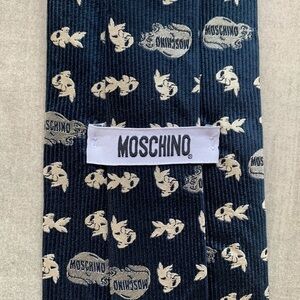 Moschino Cat Fish Monogram Silk Tie